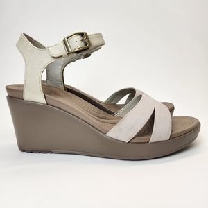 Crocs Leigh II 202511 Size 10 Beige-Brown Wedge Heel Women.